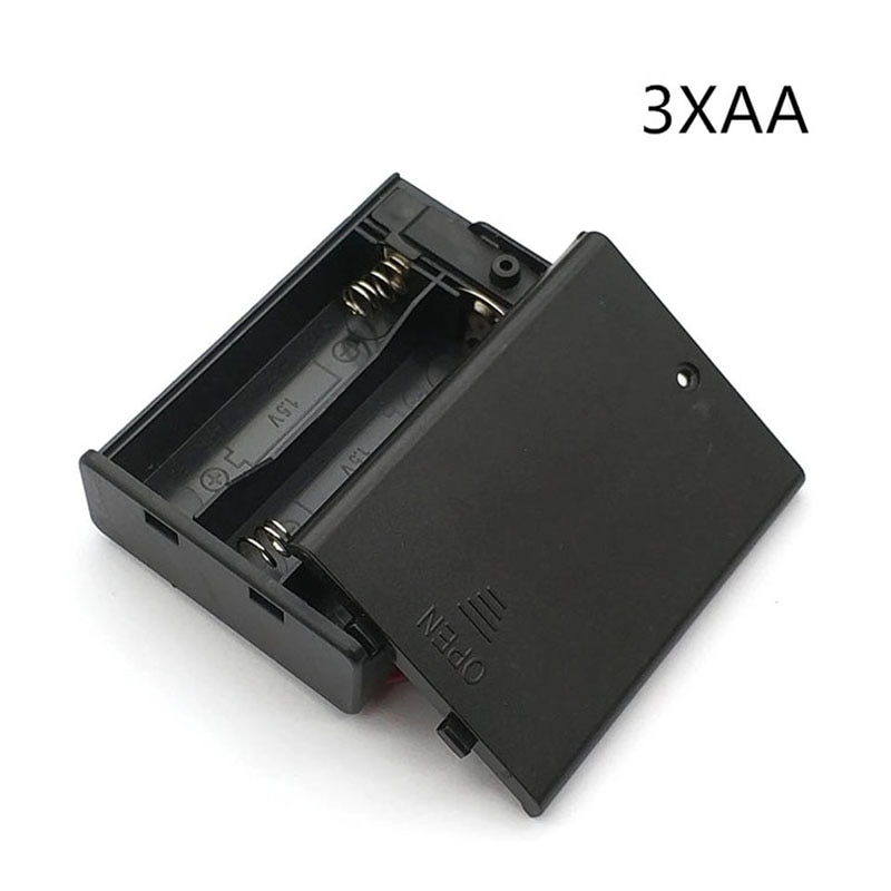 1 stks/partij Plastic 4.5V 3 AA batterij mobiele houder box case compartiment met aan/uit schakelaar en cover