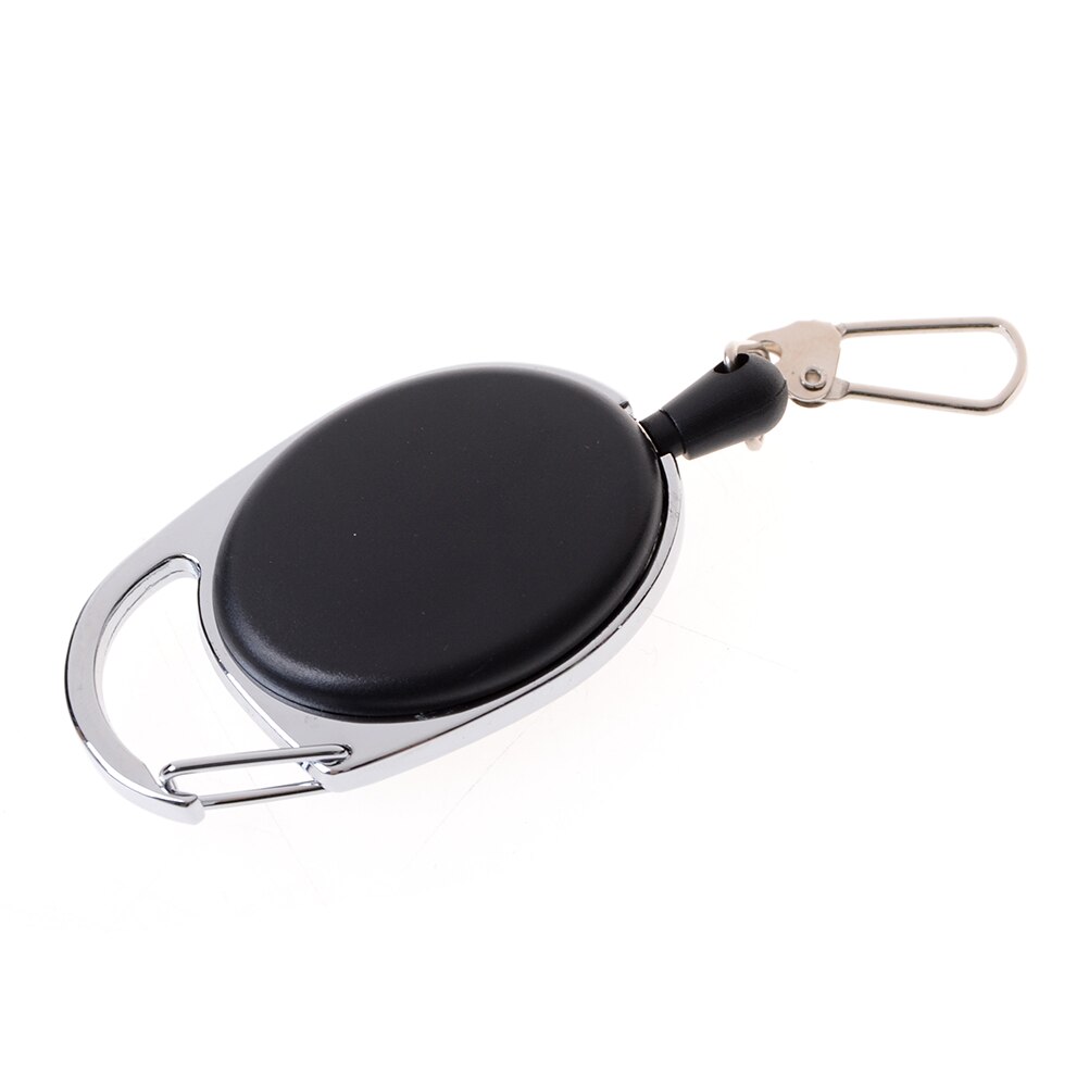 1 stk. 24 tommer ledningsforlænger karabinhagespoleklip på id-kortholder læder + zinklegering, der kan trækkes tilbage