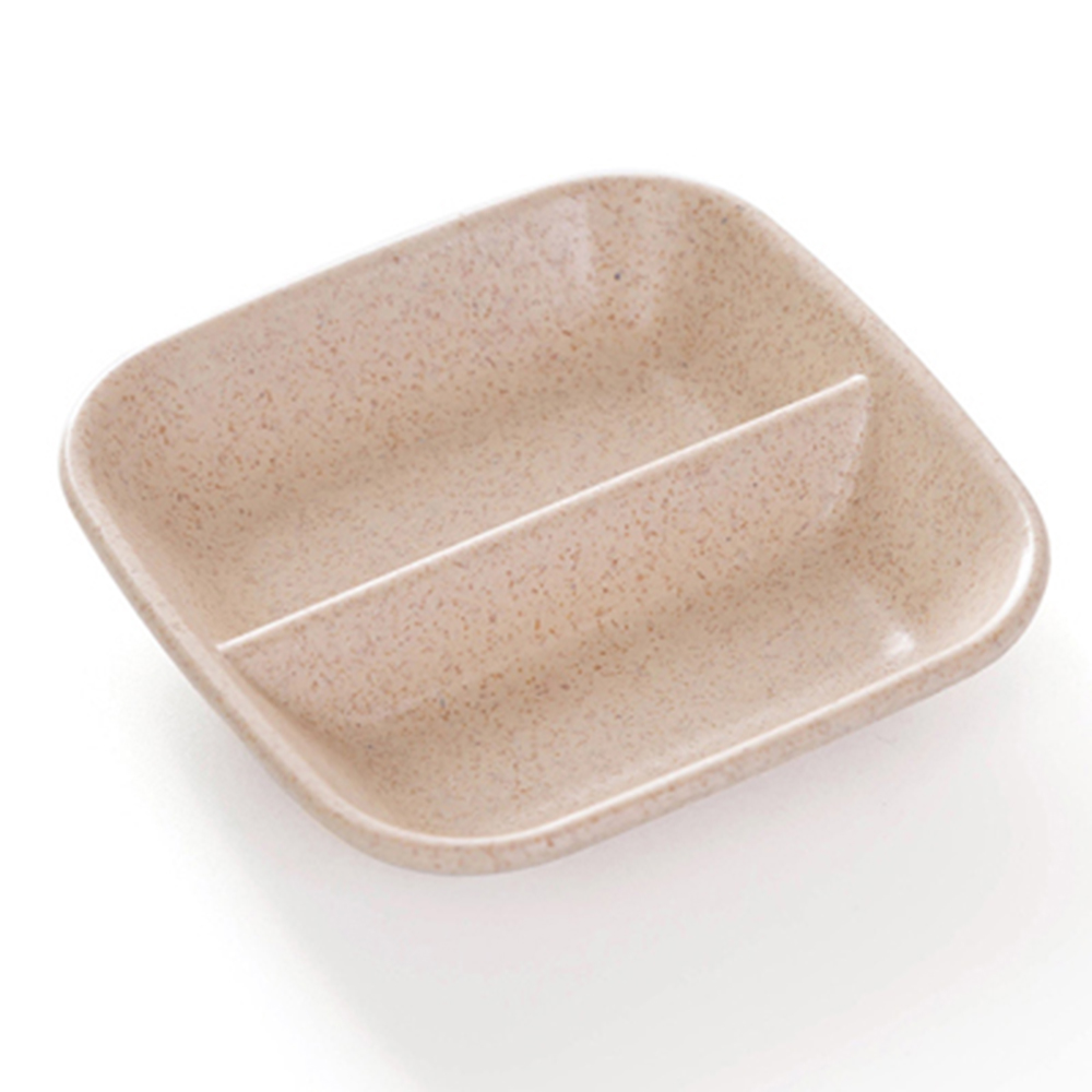 2In1 de salsa para condimentar azúcar ensalada de pasta de tomate platos Snack Bowl Dip pequeños platos plato de especias de cocina vajilla herramienta: Beige