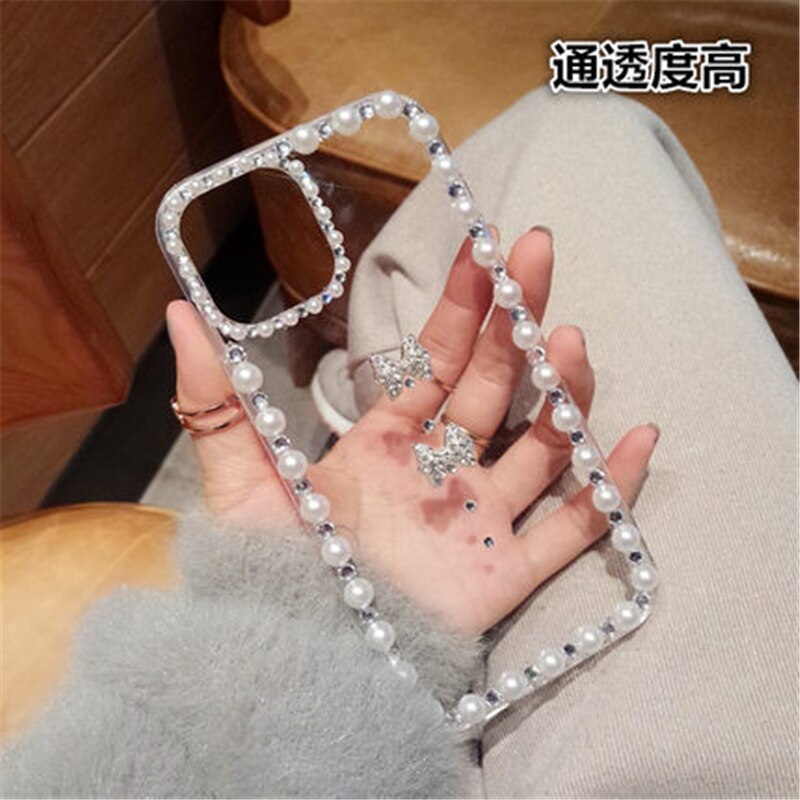 Luxus Bling Strass Edelstein perle diamant telefon fall für apple iPhone 13 6 7 8 X XS XR 11 pro Max 12 Mini Glitter abdeckung