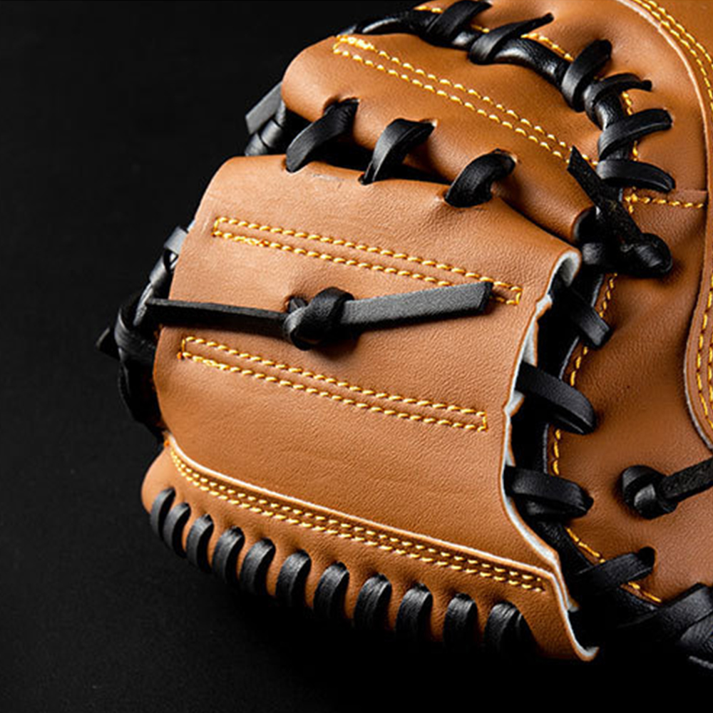 FDBRO Left Hand Adult Training Outdoor Sports Brown Black PVC Baseball Catcher Glove Softball Practice Equipment Size 12.5 inch