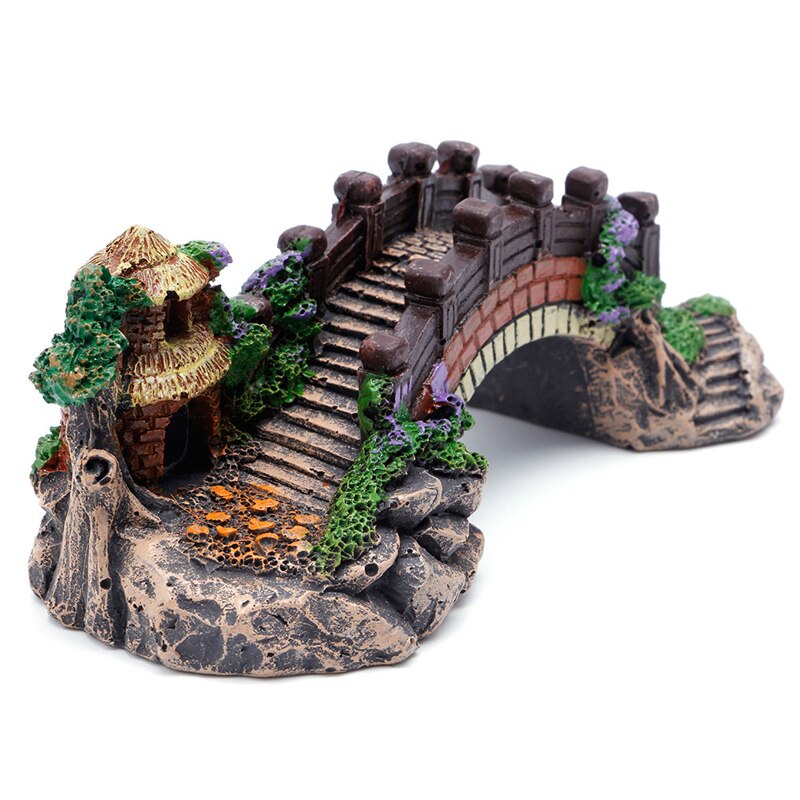 Akvarium harpiks bro landskap akvarium ornamenter paviljong tre dekorasjon tre farge akvarium tilbehør