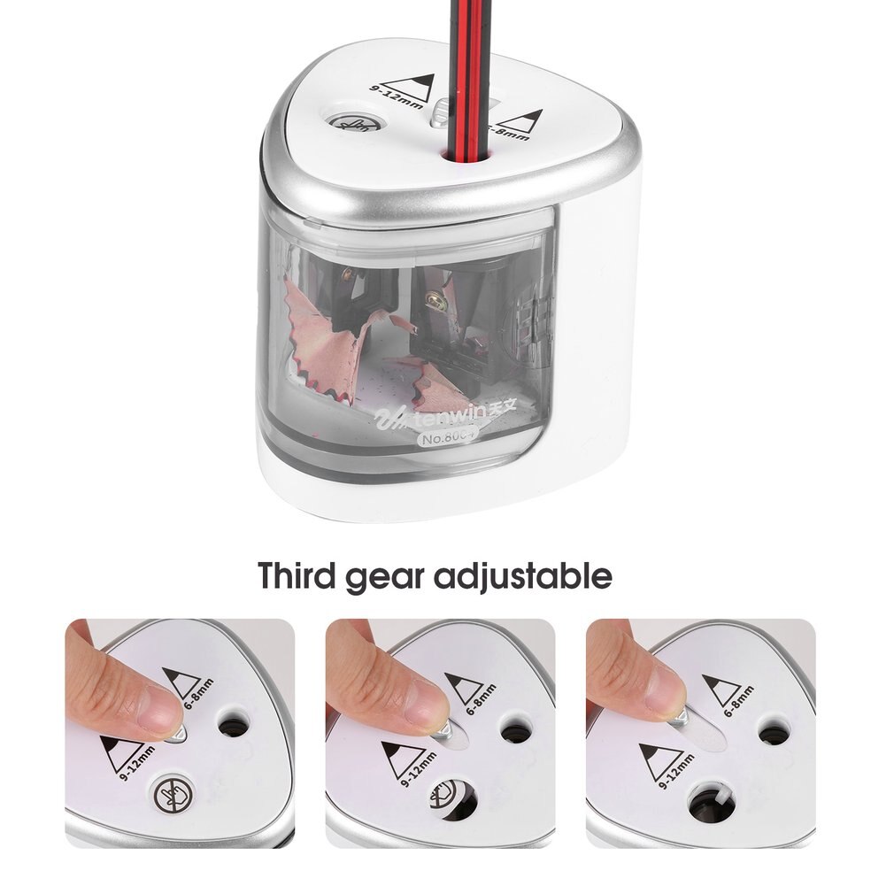 Tenwin Dubbele Gaten Elektrische Puntenslijper Studenten Briefpapier Home School Office Desktop Puntenslijper Levert Voor Kinderen