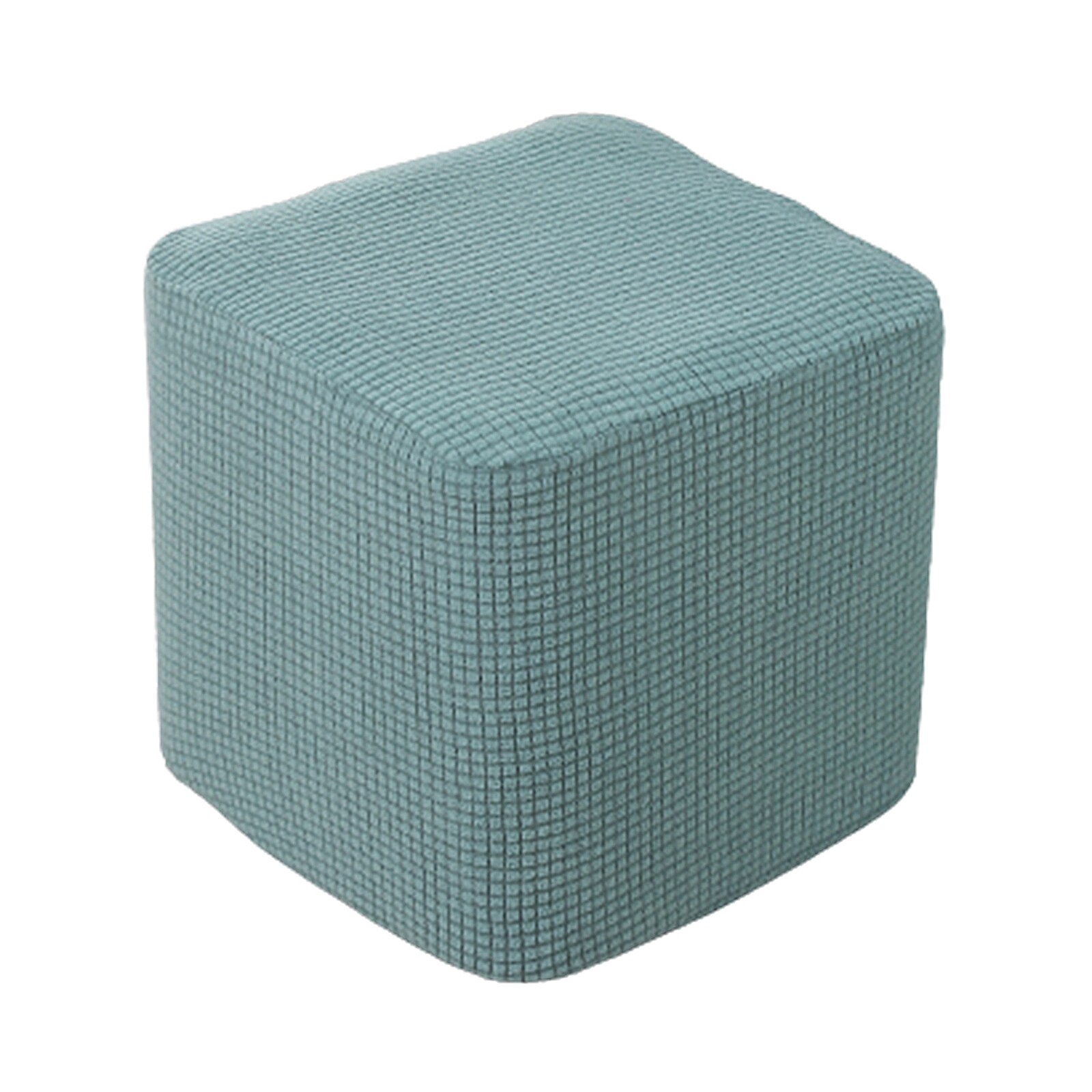 Square Ottoman Slipcover Polyester Footstool Furniture Cover Jacquard Fabric: matcha green