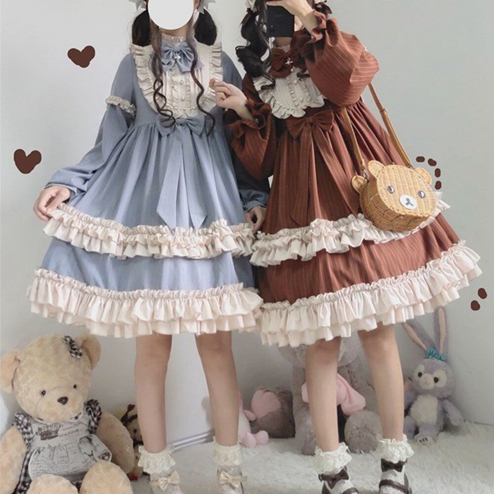Kawaii Soft Sister Lolita Dress CoCoa Milkshake Daily Party Girl OP Victorian Princess Dress Gothic Loli Dress Vestidos AFC617