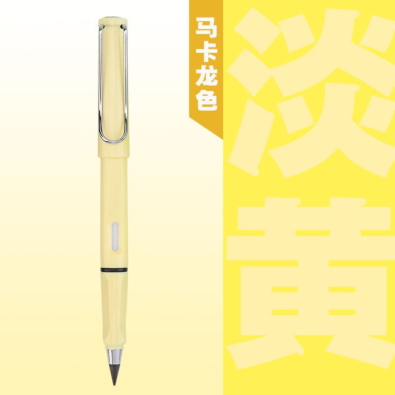 Office Everlasting Pencil Reusable Unlimited Writing Eternal Inkless Pen Painting Replaceable Nib Head No Sharpening Student: light yellow