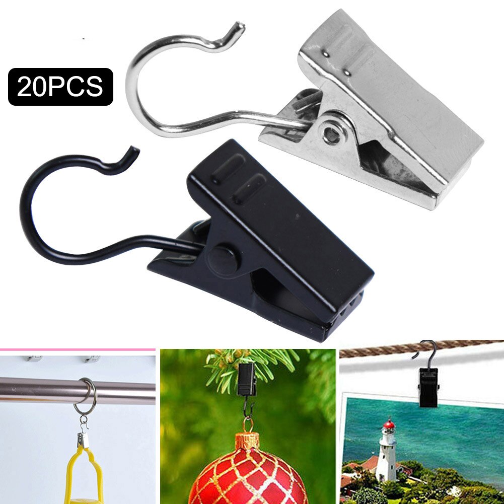 20pcs Durable Bathroom Accessories Photo Hanging Window Stainless Steel With Hook Curtain Clip Replacement Part Drapery Diaplay