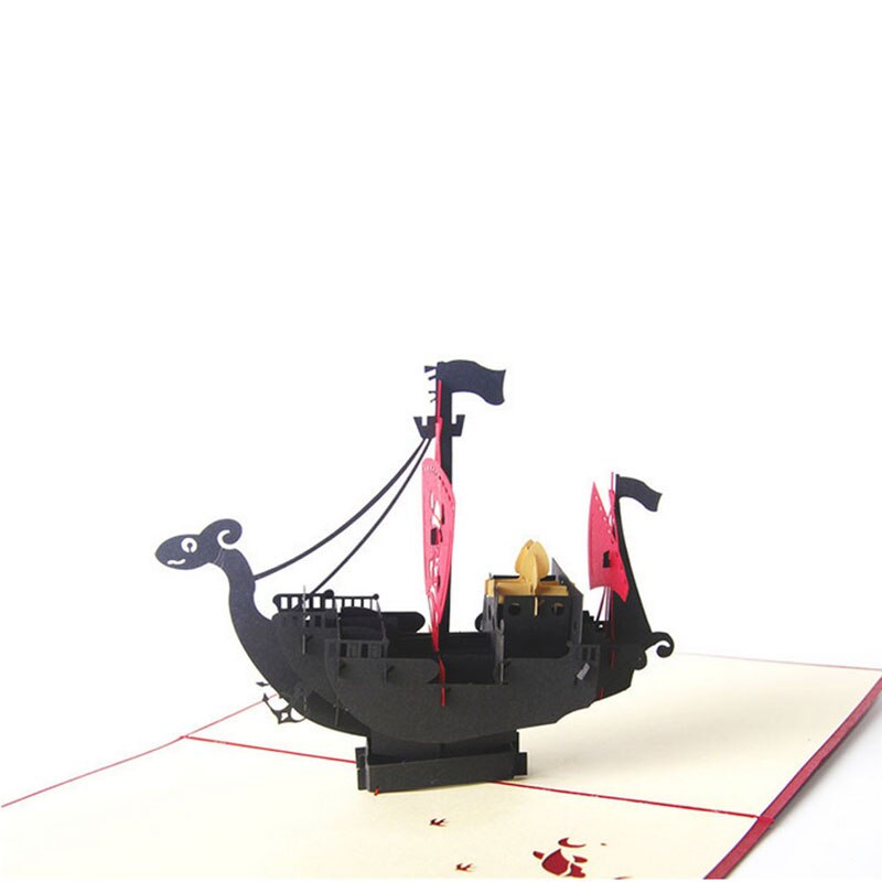 3D Up carte bateau Pirate fête des enfants anniversaire merci noël voeux QX2E