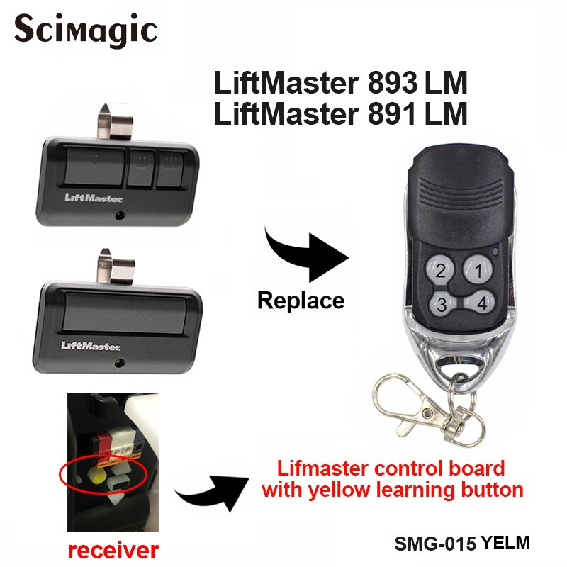 LiftMaster Chamberlain 891LM 893LM 950ESTD 953EV Garage Door Remote Control Transmitter Replacement
