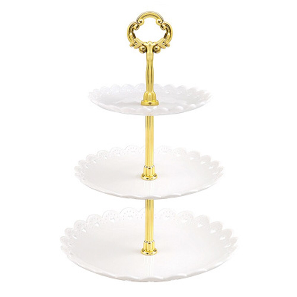 Afneembare Cake Stand Party Bruiloft Europese Stijl Keuken Home Decor Gebak 3-Tier Cupcake Fruitschaal Serveren Dessert Houder: White