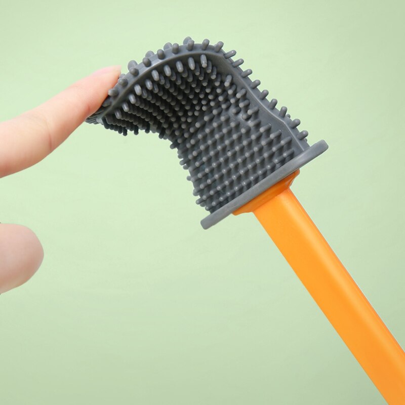 Silicone Shell-shaped Toilet Brush Toilet Without Dead Angle Cleaning Brush with Long Handle Wall Mounted Toilet Brush Holder