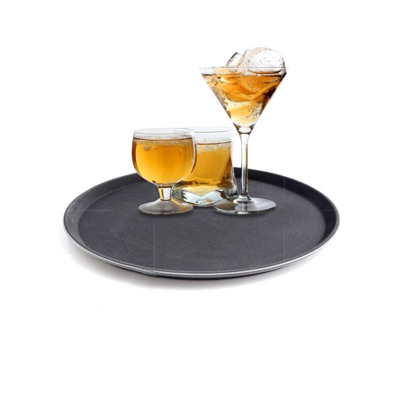 1pc rund plastbricka restaurang serveringsfat fodrad halkfri bricka kaffedrinkbricka snabbmat servera rätter barverktyg
