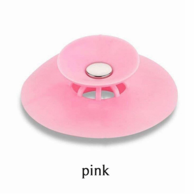Kitchen Silicone Sink Plugs Bathroom Bathtub Drain Press Sink Plugs Drain Strainer Stopper Gadget For Kitchen Bathroom: Pink