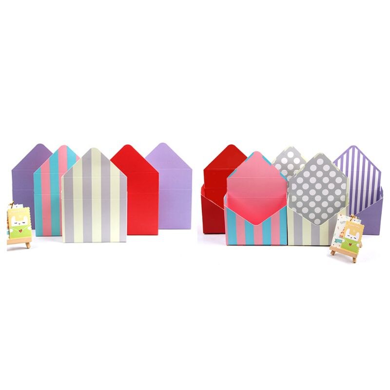 Envelope Fold Flower Storage Box Wedding Engagement Party Decor Polka Dot Stripes Printed Paperboard Packaging Wrapping