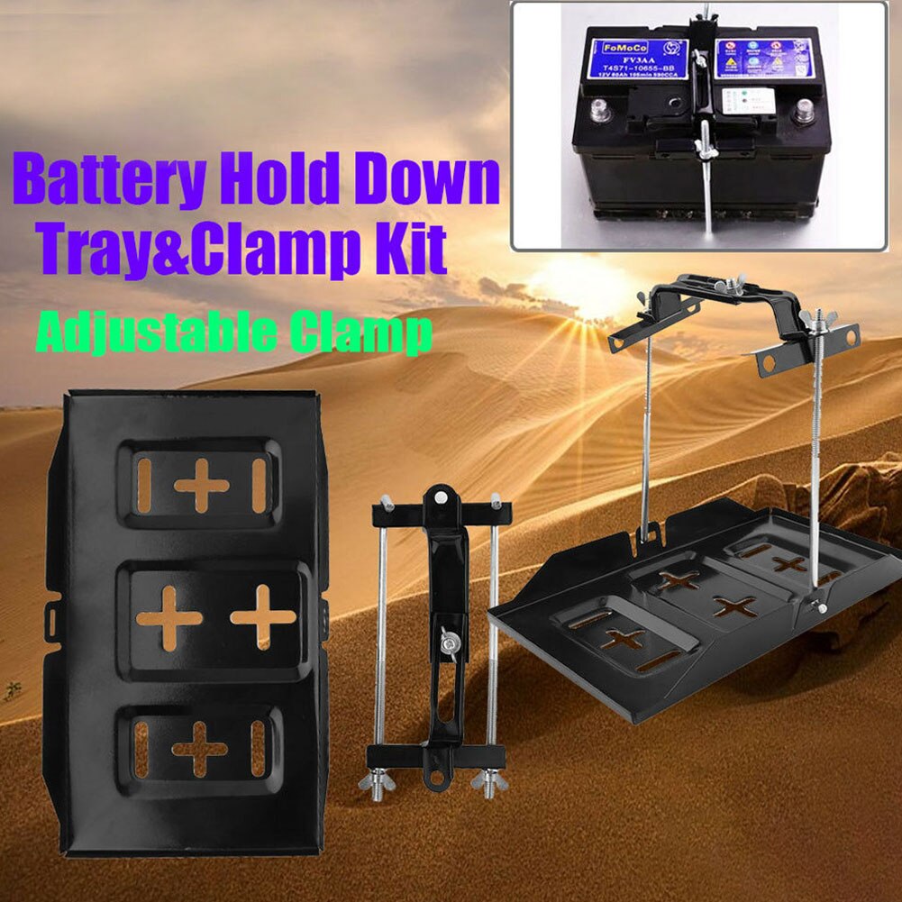 Soporte de estante de barco, ranuras metálicas empotradas, duradero, estable, para coche, marino, Universal, bandeja de batería, accesorios de coche, abrazadera de sujeción negra