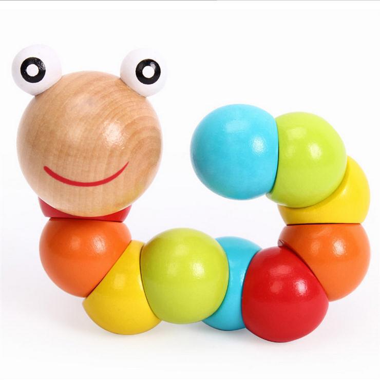 Kindergarten Wooden Variety Color Twisted Macarons Caterpillar Young Children Intelligence Wooden Toys DIY: White