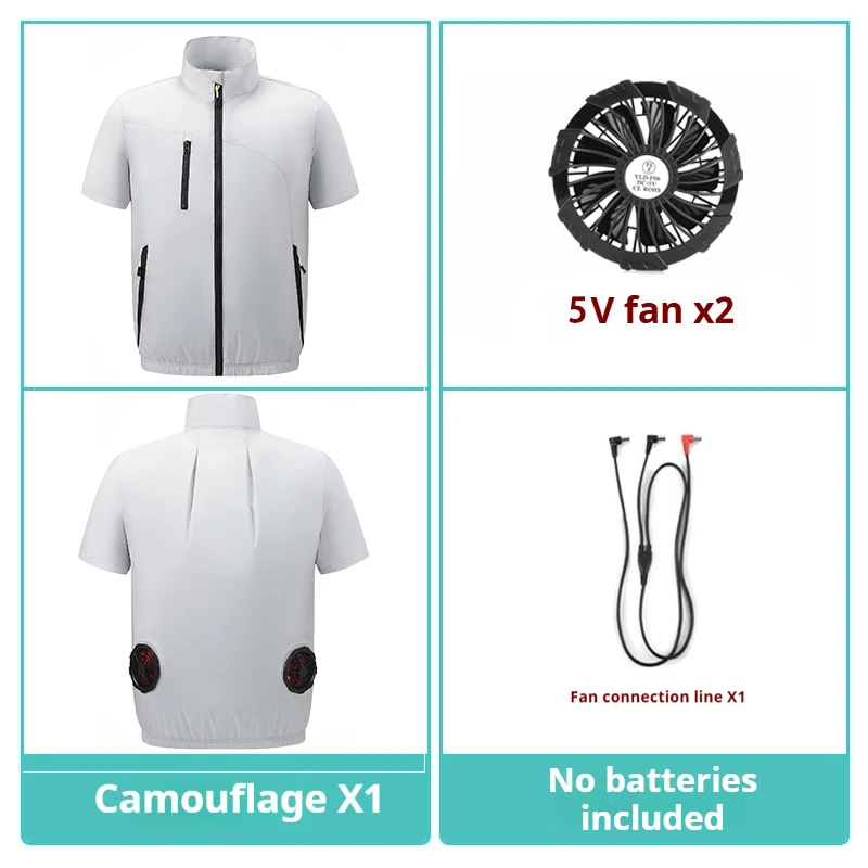 Summer Men's and Women's Outdoor Work Cooling Work Clothes Men's Intelligent Cooling Fan Air Conditioning Clothes: L / Khaki