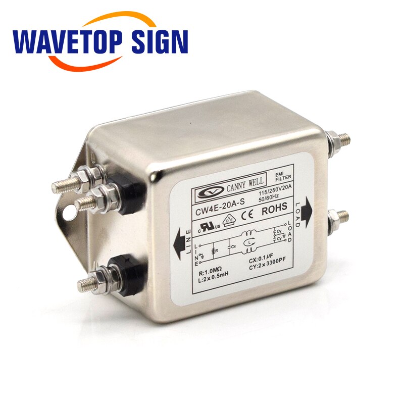 CANNY WELL Power EMI Filter CW4E-10A 20A 30A 40A-S Single Pole Filter Connector Single-Phase AC 220V Purification Anti-jamming