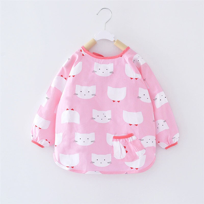 Cute Cartoon Baby Bibs Waterproof Kids Baby Boy Girl Bibs Babador Cotton Baby Feeding Stuff Burp Cloth Long Sleeve Apron Bavoir