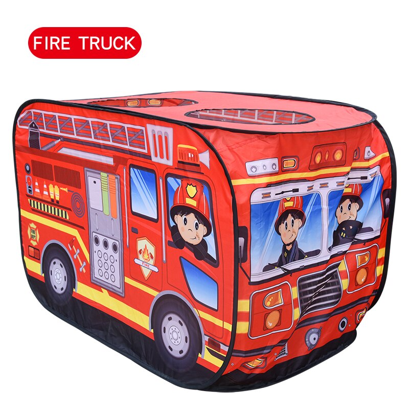 Børns indendørs spil folde telt udendørs brandbil politibus folde pop-up legetøjstelt brand model husbus: Xfc