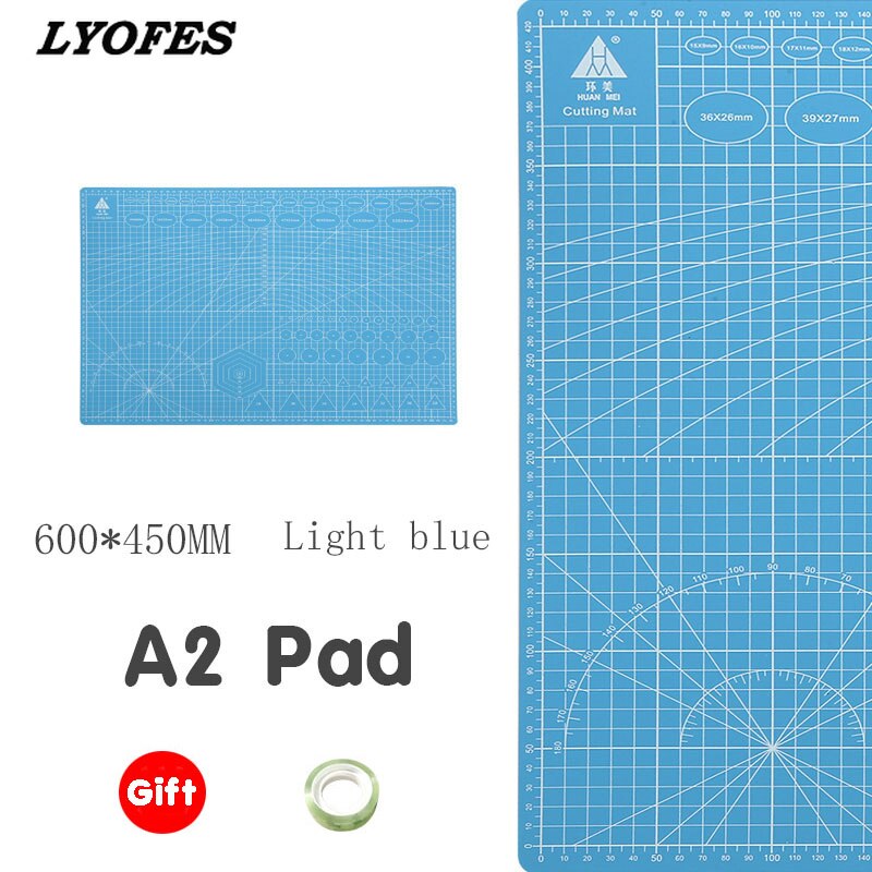 A2 Cutting Board Grid Line Self-healing Cutting Board Craft Card Multicolor Double-sided Desktop Manual Cutting Pad 60 * 45cm: Light blue
