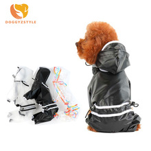 Hunde regnfrakk hette vanntett jakke kjæledyr jumpsuit gjennomsiktige klær til små mellomstore hunder bamse chihuahua doggyzstyle