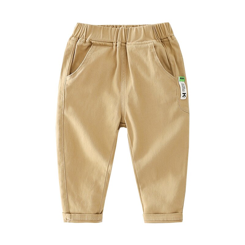 Calças cargo de algodão para meninos, calças da moda para crianças pequenas de algodão com elástico na cintura, roupas para crianças pequenas
