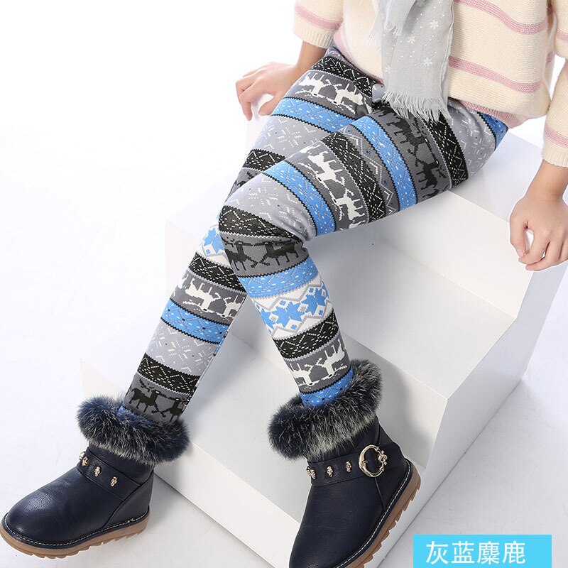 Leggings con estampado Floral para niños y niñas, pantalones pitillo cálidos para Primavera, invierno,: A-Blue Deer
