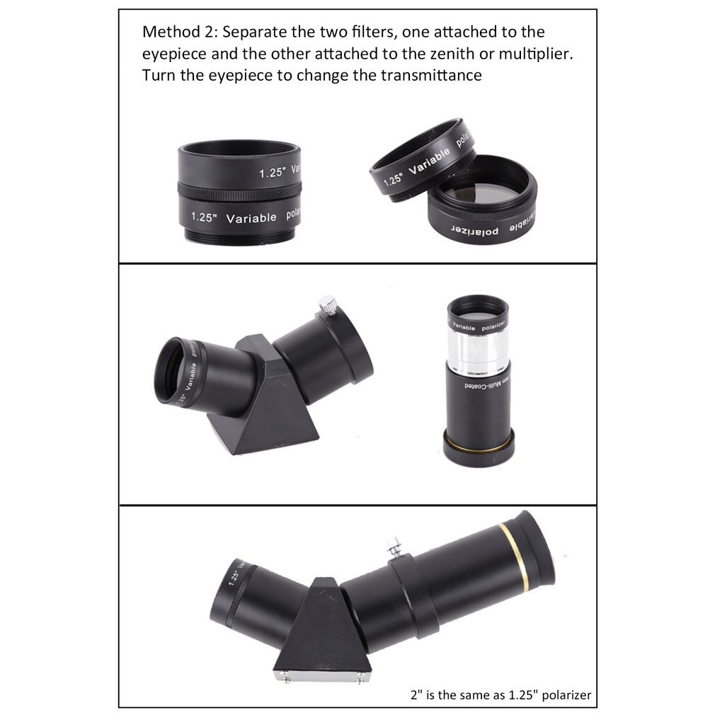Filtre polarisant Variable pour télescope et oculaire, 1.25, 2 pouces, pour astronomie, monoculaire, excellente , F9147