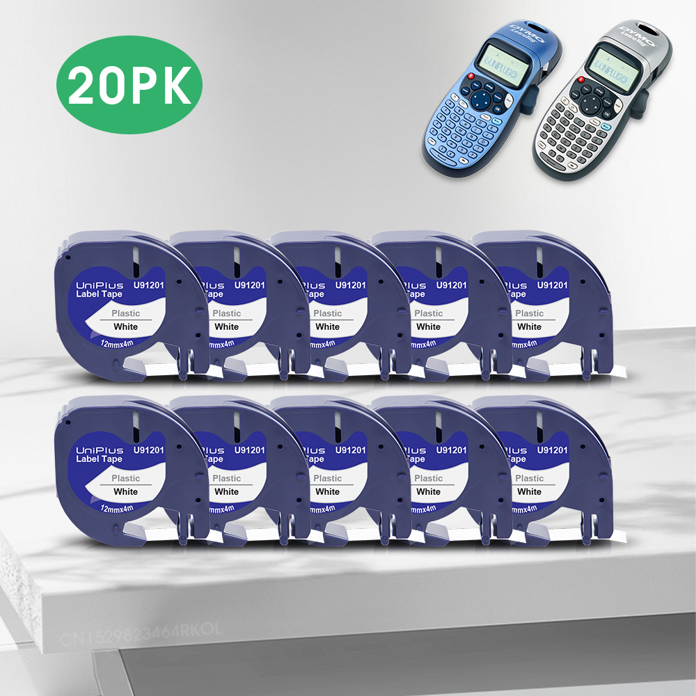 10/20 Stück kompatibles Dymo Letratag-Klebeband Dymo 91201 12267 91202 91200, weißes transparentes Etikett für Dymo Letratag-Drucker LT100H 200B
