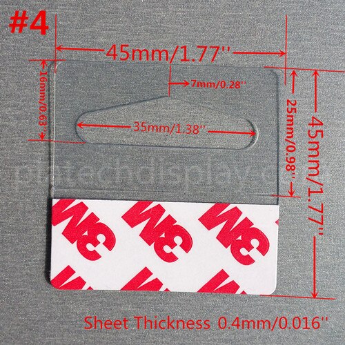 Plastic Pvc Pet Hang Opknoping Tab Haken Op Merchandise Pakket Box Tas Hangers Peghooks Display J-haak Zelfklevende stijl 400 Pcs: 4