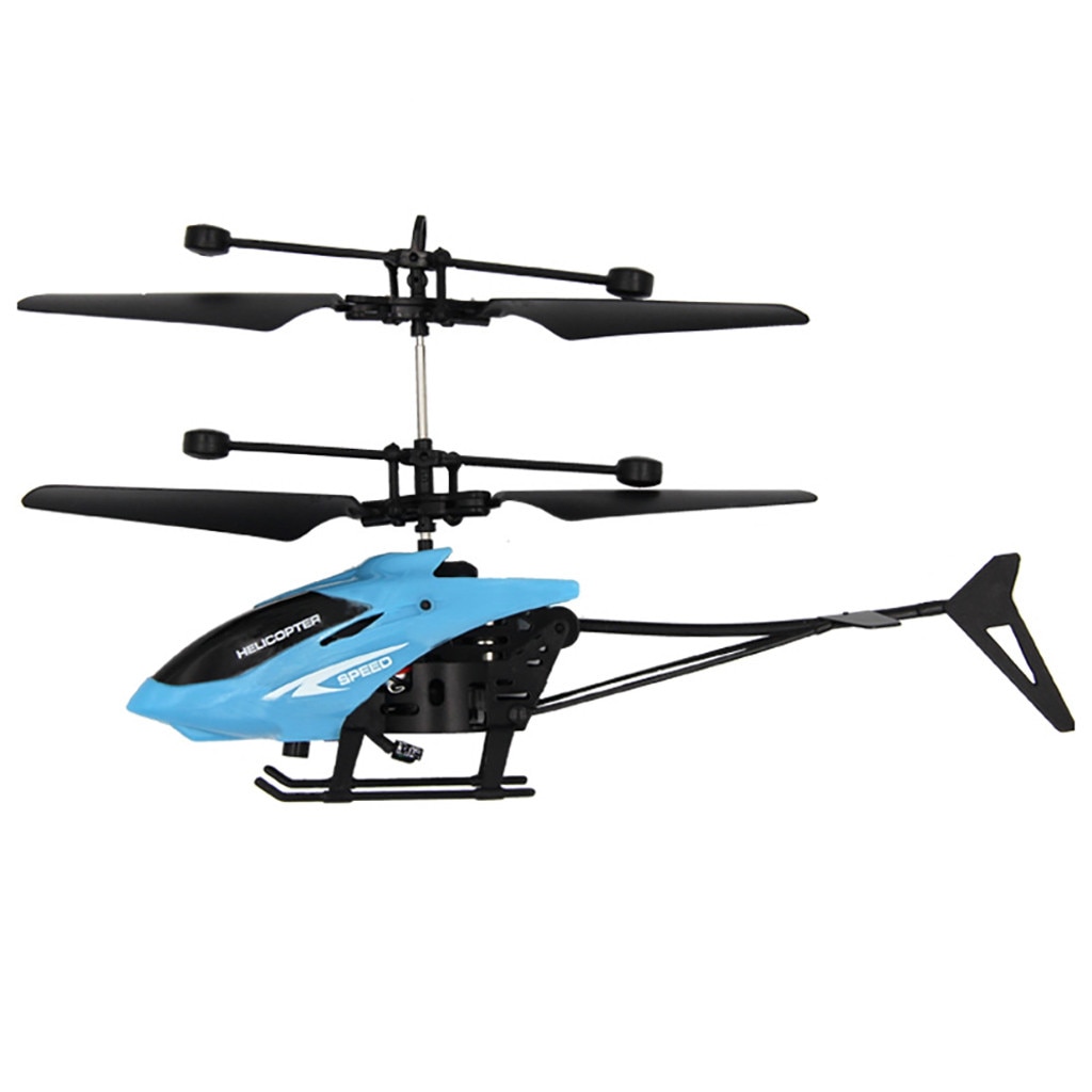 Mini Rc Infraed Induktion Hubschrauber Flugzeug Blinklicht Spielzeug Weihnachten 2 Kanal Elektronische Lustige freundlicher Spielzeug: Blau