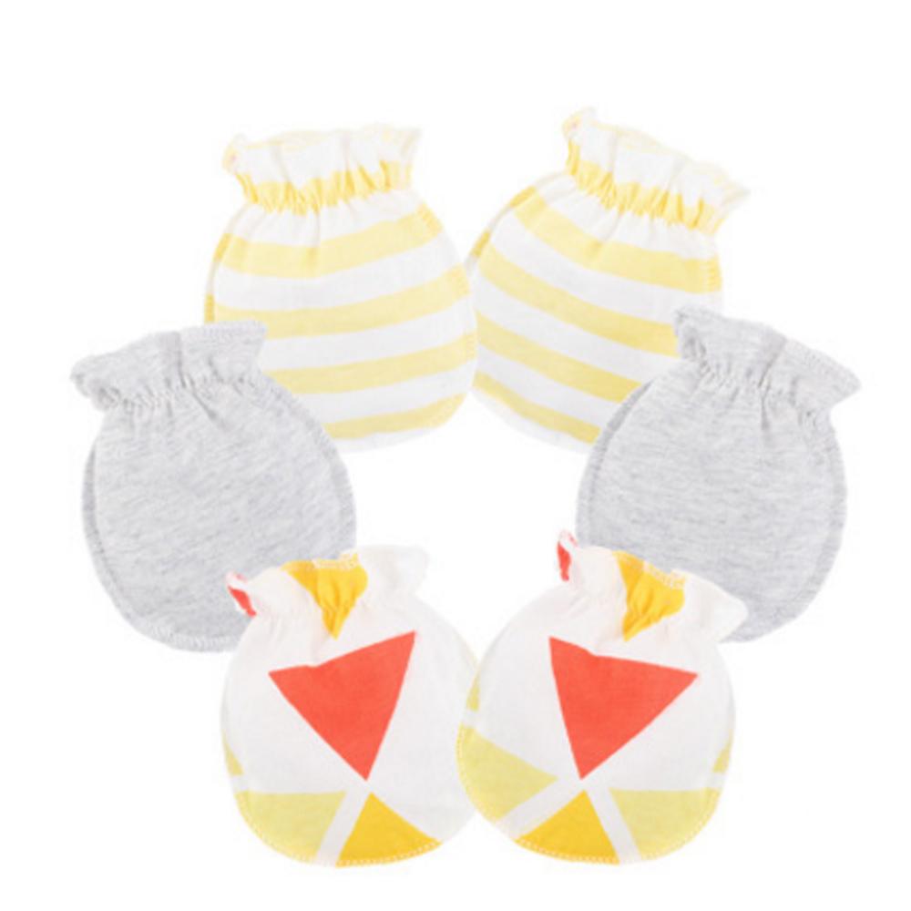 3Pairs Baby Anti Scratching Gloves Newborn Protection Face Cotton Scratch Mittens W15: Yellow