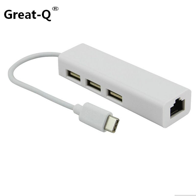 USB 3.1 Type C USB-C multiples 3 ports Hub rj45 Ethernet réseau LAN adaptateur câble adaptador pour Macbook et Chromebook