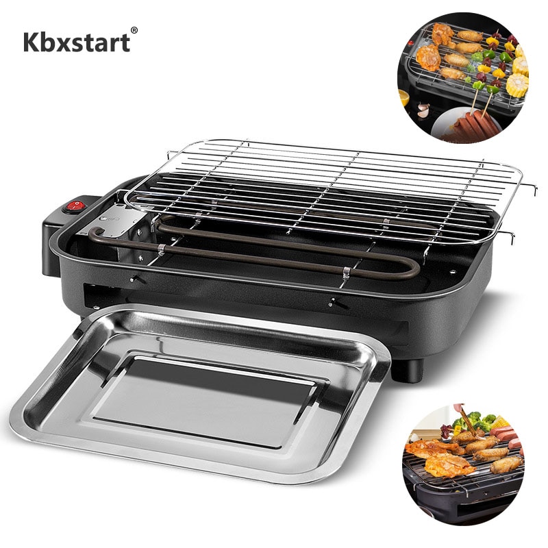 Kbxstart BBQ Grill 1300 W Multi-funktion Elektrische grillen Edelstahl Rauchfreien Elektrische Ofen Haushalt draussen Gesunde