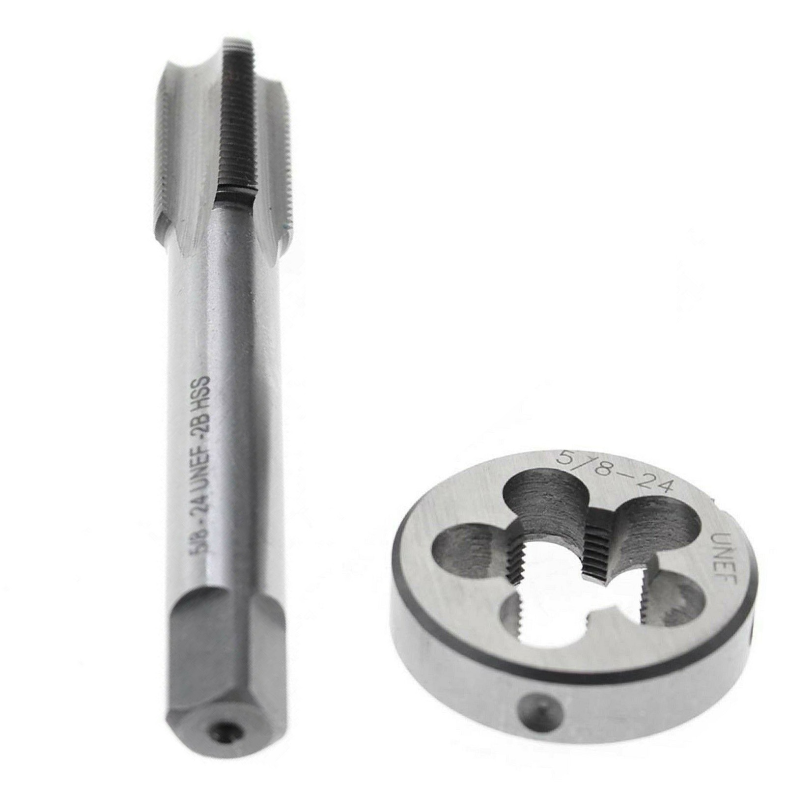 2pcs HSS Right Hand Tap And Die Set Metric Drill Bit 5/8 Inch -24 UNEF Screw Thread Tap Drill Machine Plug Tap Die