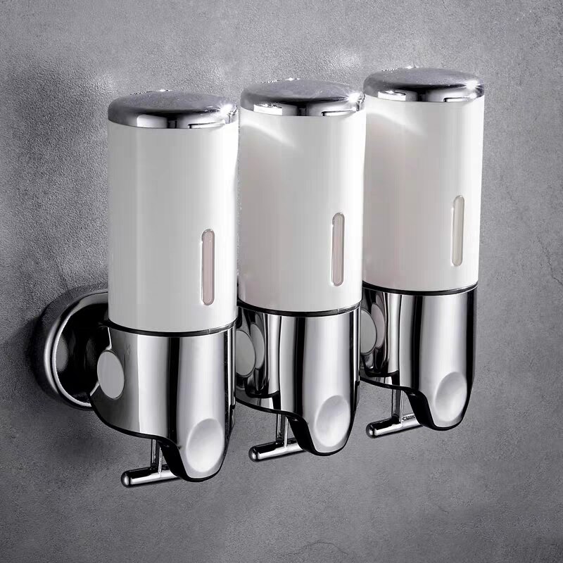 Badeværelse skum sæbe dispenser håndsprit holder vægmonteret sæbe shampoo hoved bruser væske dispenser til badeværelse tilbehør: 3 hvide