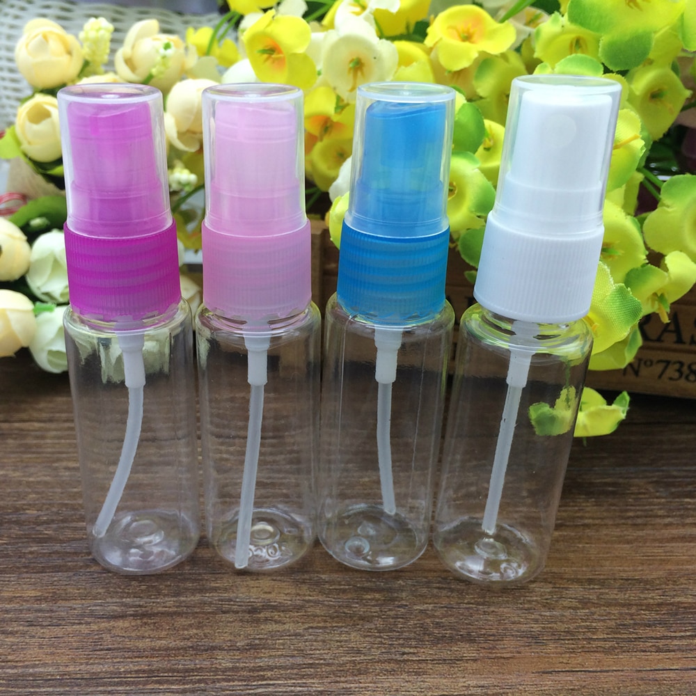5 uds 20ml atomizador de Perfume de plástico transparente Mini botellas de Spray vacías cosméticos envases de maquillaje botellas de viaje de Color al azar