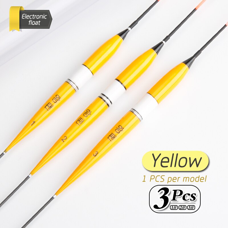 3pcs/lot Luminous Electronic Fishing Float Fishing Tackle Fishing Float Long Tail Night Float: Yellow