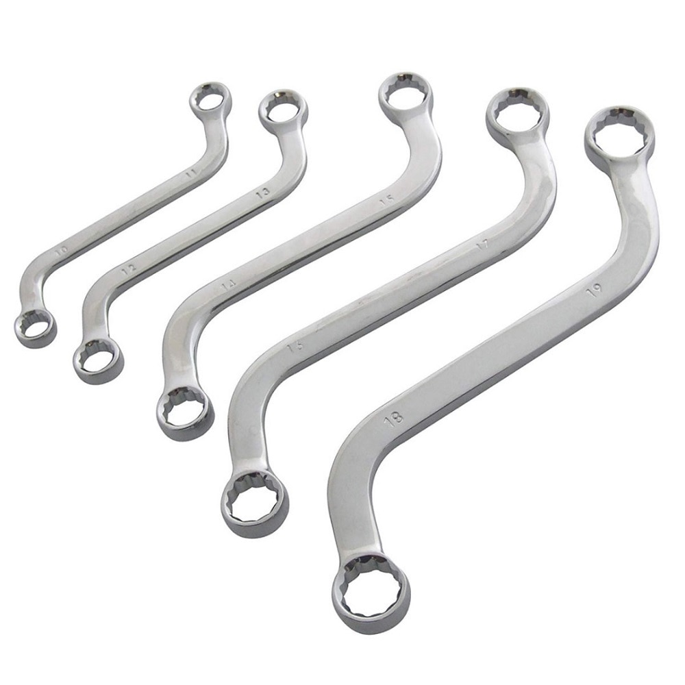 5pcs S Type 10-19mm Double Ended Ring Spanner Wrench Set
