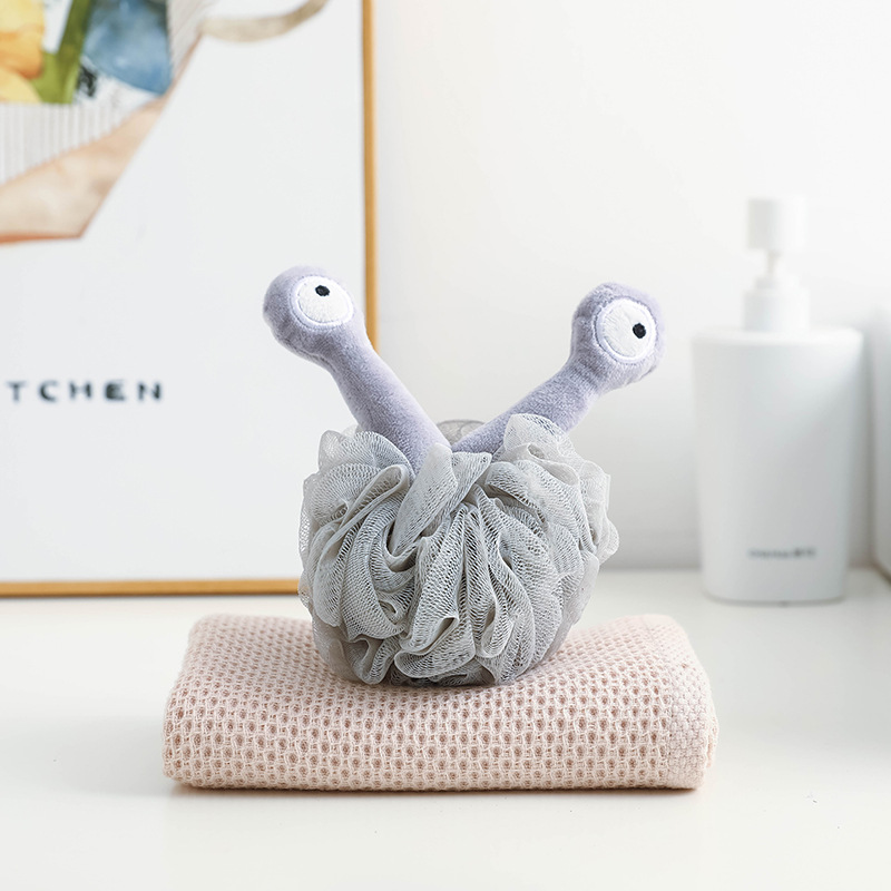 Cartoon Soft Mesh Bath Ball Body Wash Scrub Sponge with Hang Cute Bathing Scrubbers Brushes Bath Shower Accessories Pink Grey