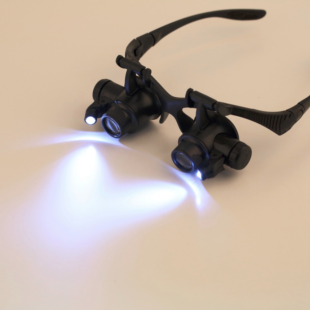Newest 10X 15X 20X 25X LED Glasses Jeweler Watch Repair Magnifier Magnifying Double Eye Glasses Loupe Lens Measurement Tools