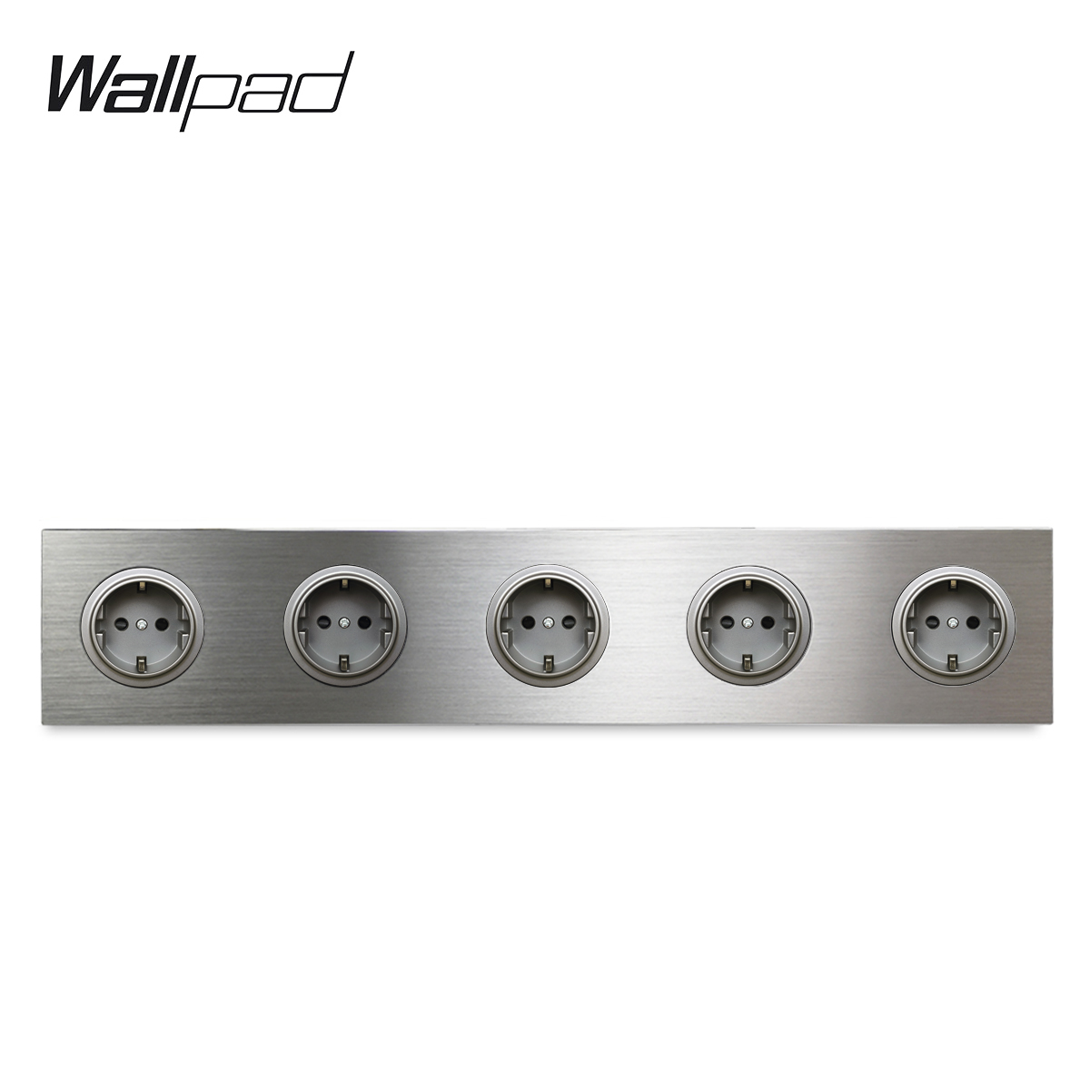 Wallpad Geborsteld Zilver Mat Grijs EU Stopcontact Aluminium Metalen Paneel 1 2 3 4 5 Berichten Stopcontact Nieuw: Type4