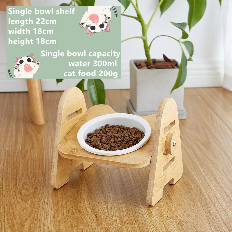 Kat Kom Keramische Dubbele Kom Met Schuine Mond Te Beschermen Cervicale Wervelkolom Kattenvoer Kom Anti-Kantelen Hond kom Verstelbare: Basic shelf Single