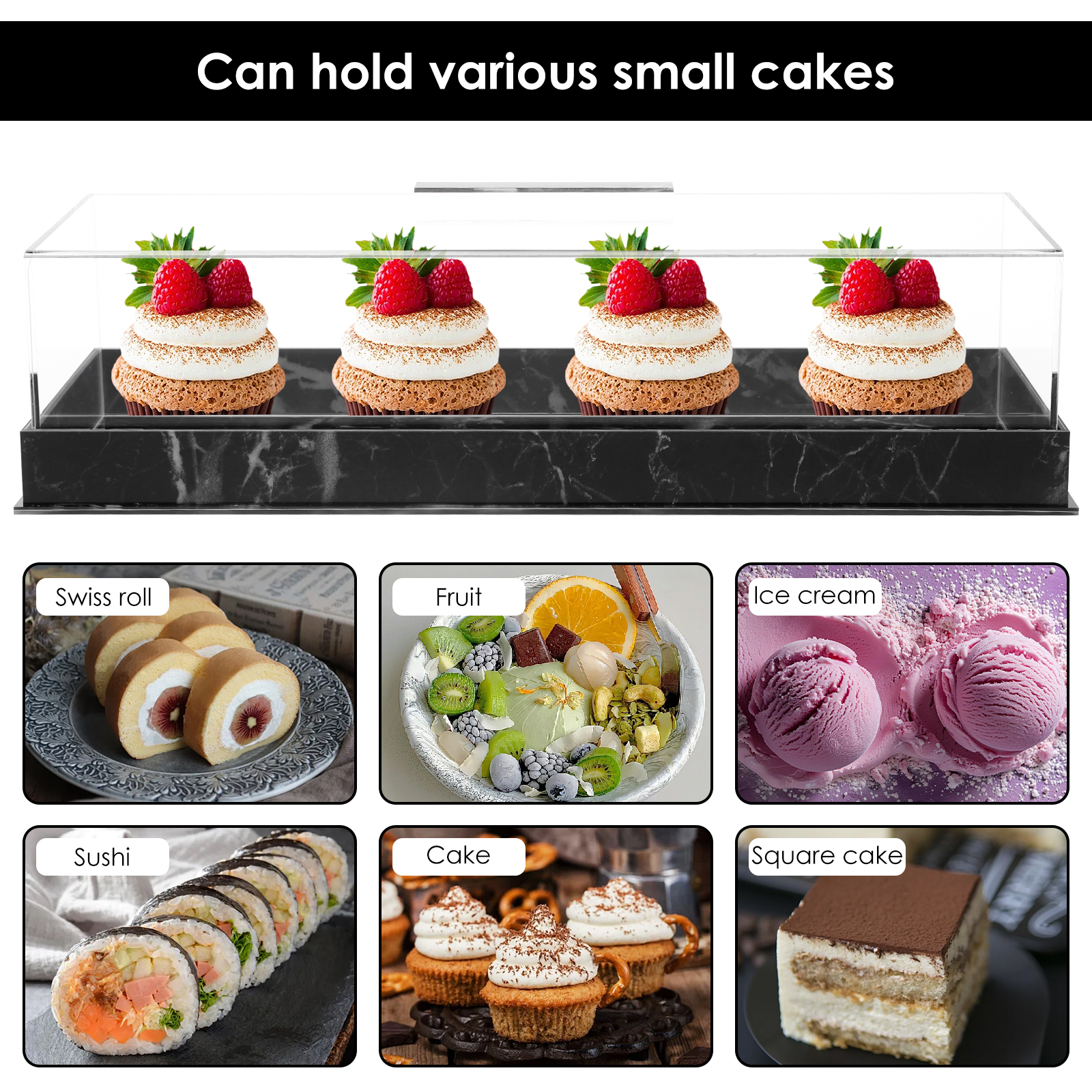 Cutie dreptunghiulară pentru ambalarea torturilor cu capac, cutie acrilică, nuntă, petrecere de ziua de naștere, tort de brioșă, recipient pentru desert, suport pentru tort, tavă