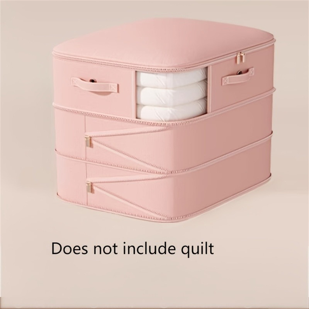 Compression Dustproof Organizer Storage Bag Large Capacity Moisture-proof Clothes Quilt Moving Bag Self Compression Organizer: Pink