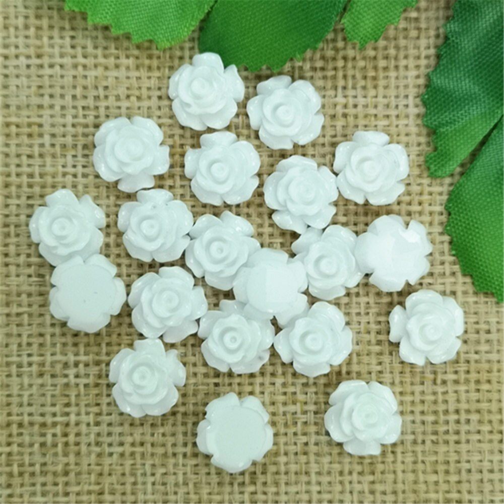 80pcs Resin Rose Kralen Knoppen Versieringen Scrapbooking DIY Craft 10mm: White