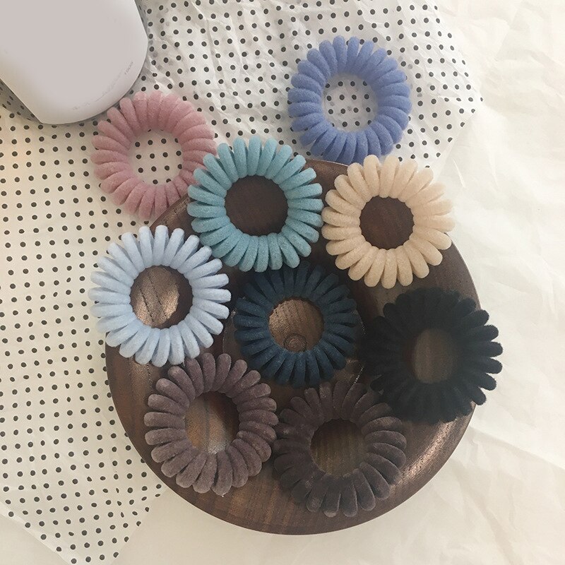 Hohe Elastizität Telefon Spule Haarbänder Frauen Spirale Haar Krawatten Mädchen Haar Ringe Seil Einfarbig Haar Zubehör Gum Scrunchy