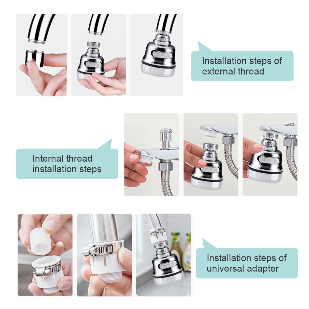 Keukenkraan hoge druk verlengstuk draaibare kraanbeluchter waterbesparende kraan mondstuk adapter badkamer wastafel accessoires keuken