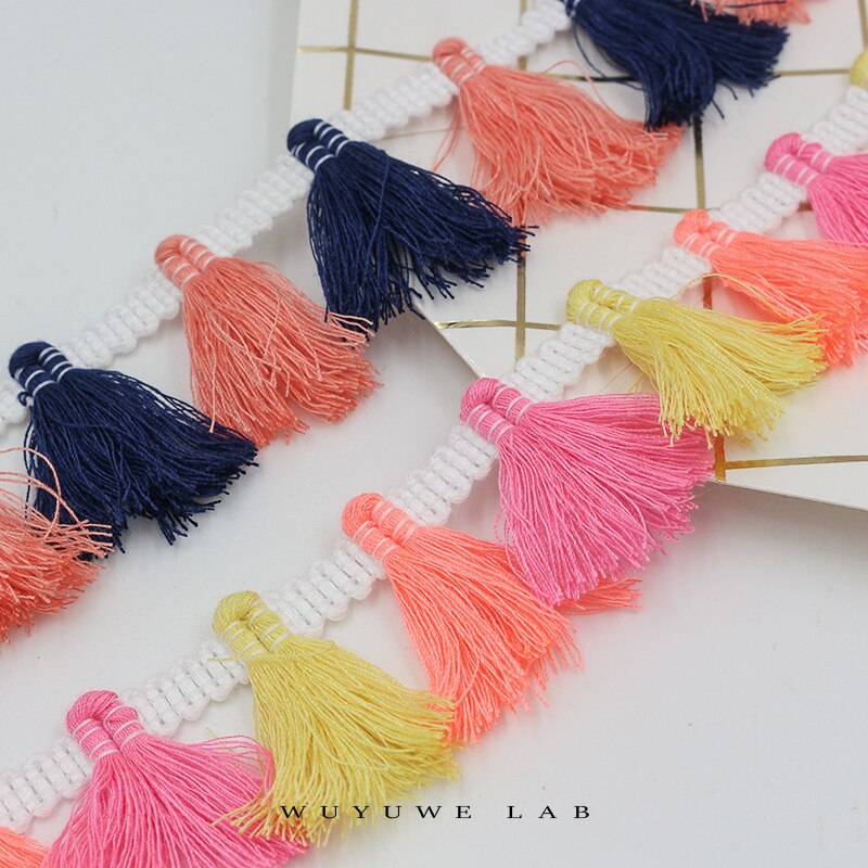 3M/lot Beautiful Fringe Beige Multicolor Tassel Lace Trim Tassel Curtain Clothing Skirt Sewing Craft Material Accessories 4.5cm
